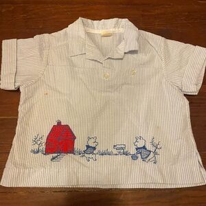 Vintage baby boy striped piggy top f02